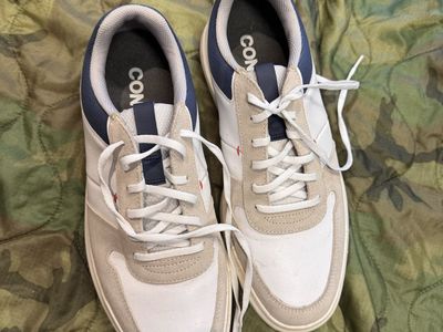 Casual Leather Sneakers White/Tan/Navy - Men's 10.5