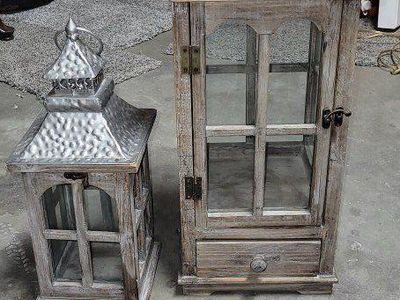 pair of rustic farmhouse decorative lanterns