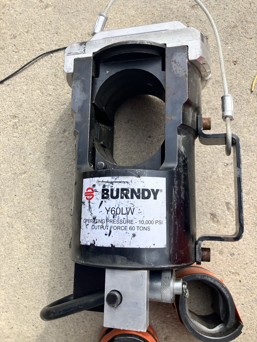 BURNDY Y60LW Hydraulic Crimper 10,000 PSI 60 Tons Output Force + L44RT YS YA2 Indents Index 27 Die Set