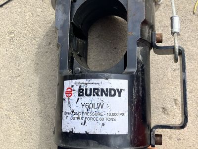 BURNDY Y60LW Hydraulic Crimper 10,000 PSI 60 Tons Output Force + L44RT YS YA2 Indents Index 27 Die Set