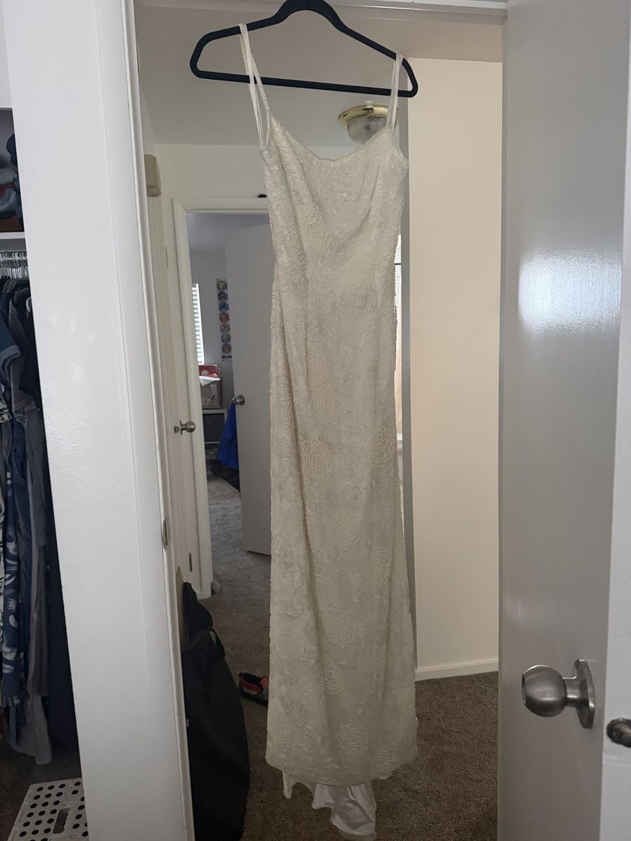 Ivory hand beaded silk dress 