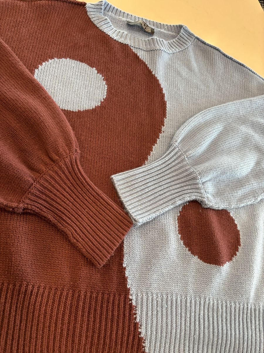 Dressed in LALA Yin Yang Gang Oversized Knit Sweater - Size Medium