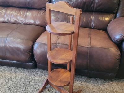 Vintage Folding Wooden 3-Tier Plant Stand Display Shelf