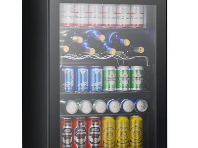 Electactic 37 Bottle Wine Fridge,Freestanding 145 Can Beverage Refrigerator with Smart Temperature Control,4.5 CU FT Quiet Mini