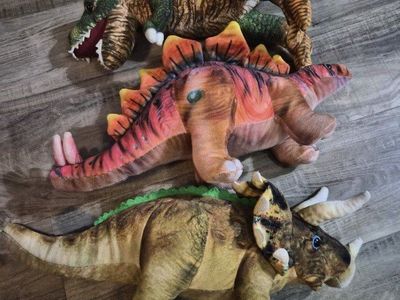 Set of 3 Plush Dinosaur Stuffed Animals - T-Rex, Stegosaurus & Triceratops. Selling all together
