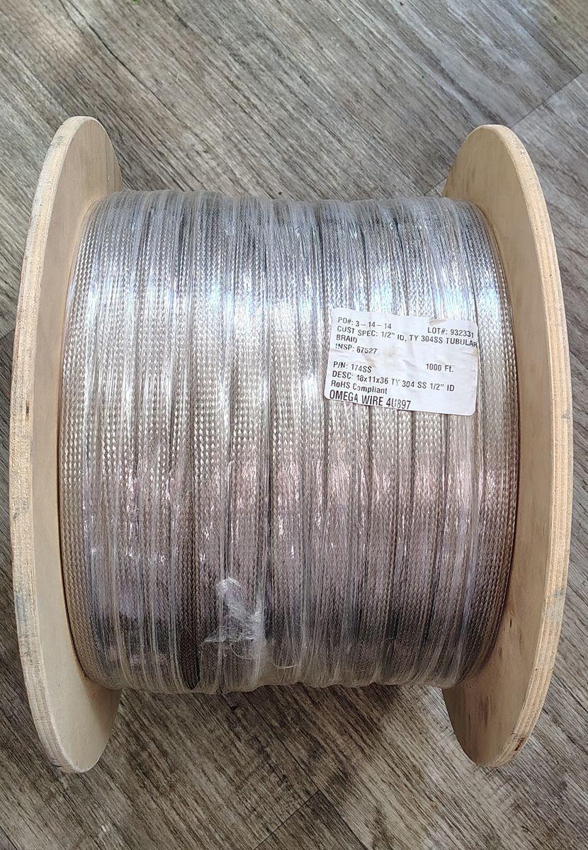 Heavy-Duty Stainless Steel Braided Tubular Wire – 1000 ft Spool (1/2" ID)