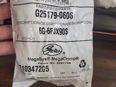 Gates MegaSys MegaCrimp G25179-0606 Hydraulic Hose Fitting - 6G-6FJX90S