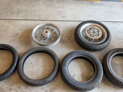 Harley-Davidson Dyna Chrome Profile Laced Wheels & 5 Tires
