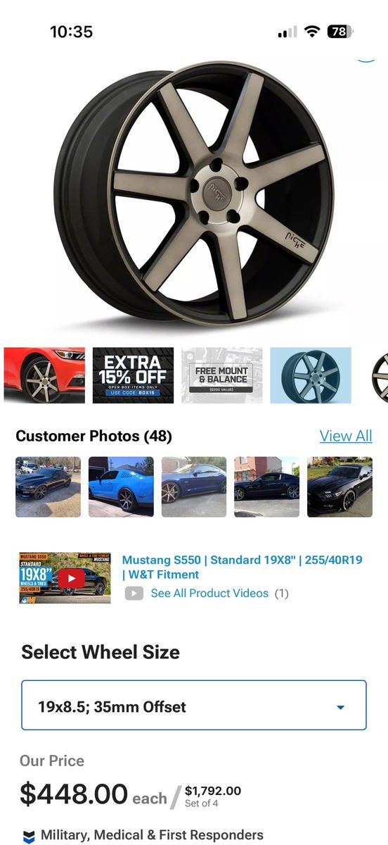 SET OF 20 inch NICHE WHEELS