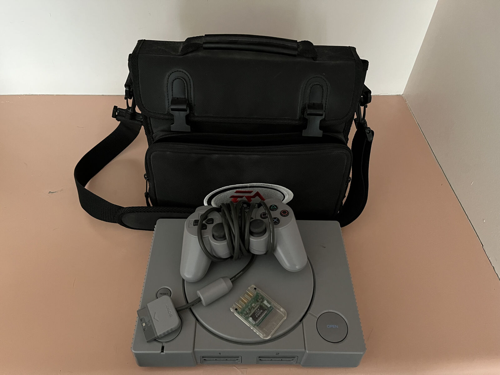 PlayStation 1 Bundle 4 Controllers 8MB Memory Card OBO