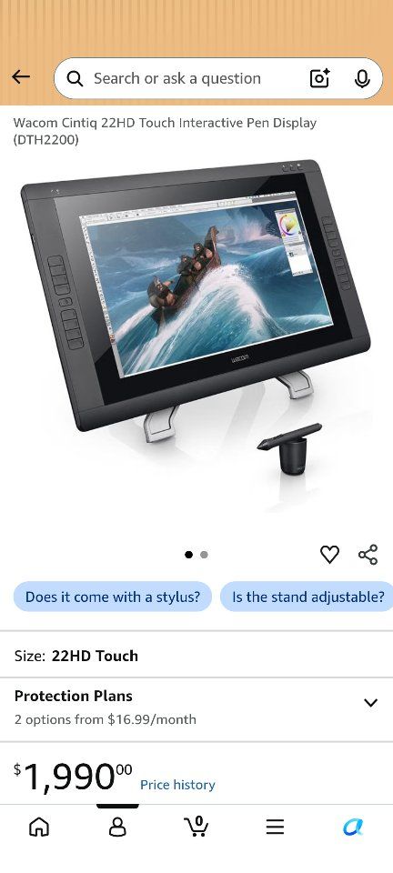 Wacom Cintiq 22HD Touch (DTH2200) Interactive Pen Display, Graphics Tablet