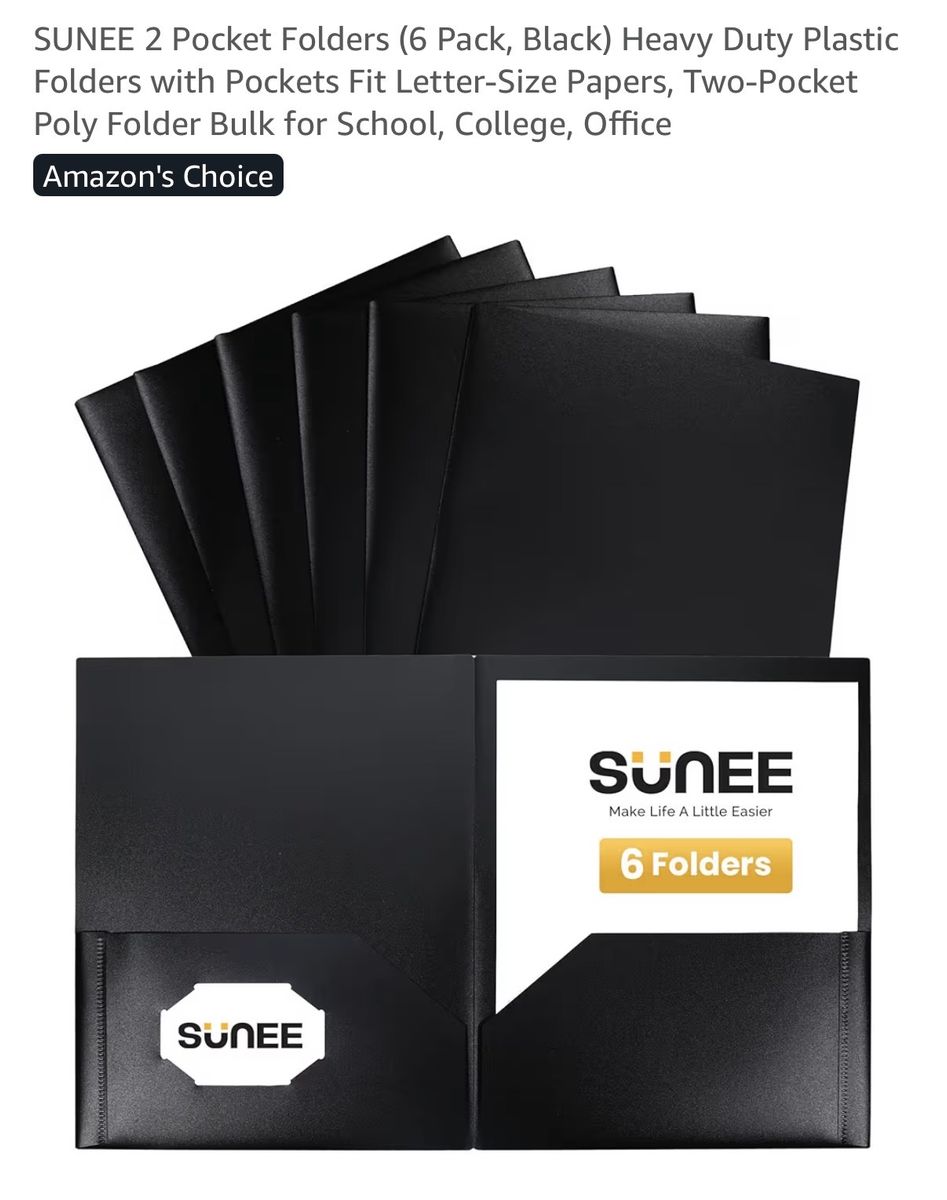 Black plastic folders