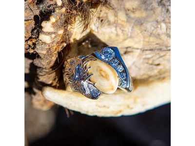 Sterling Silver Diamond Royal Elk Ivory Ring - Bugling Bull Elk, Custom Made
