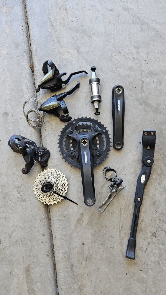 MTB groupset Shimano Tourney 3x7 and kickstand parts