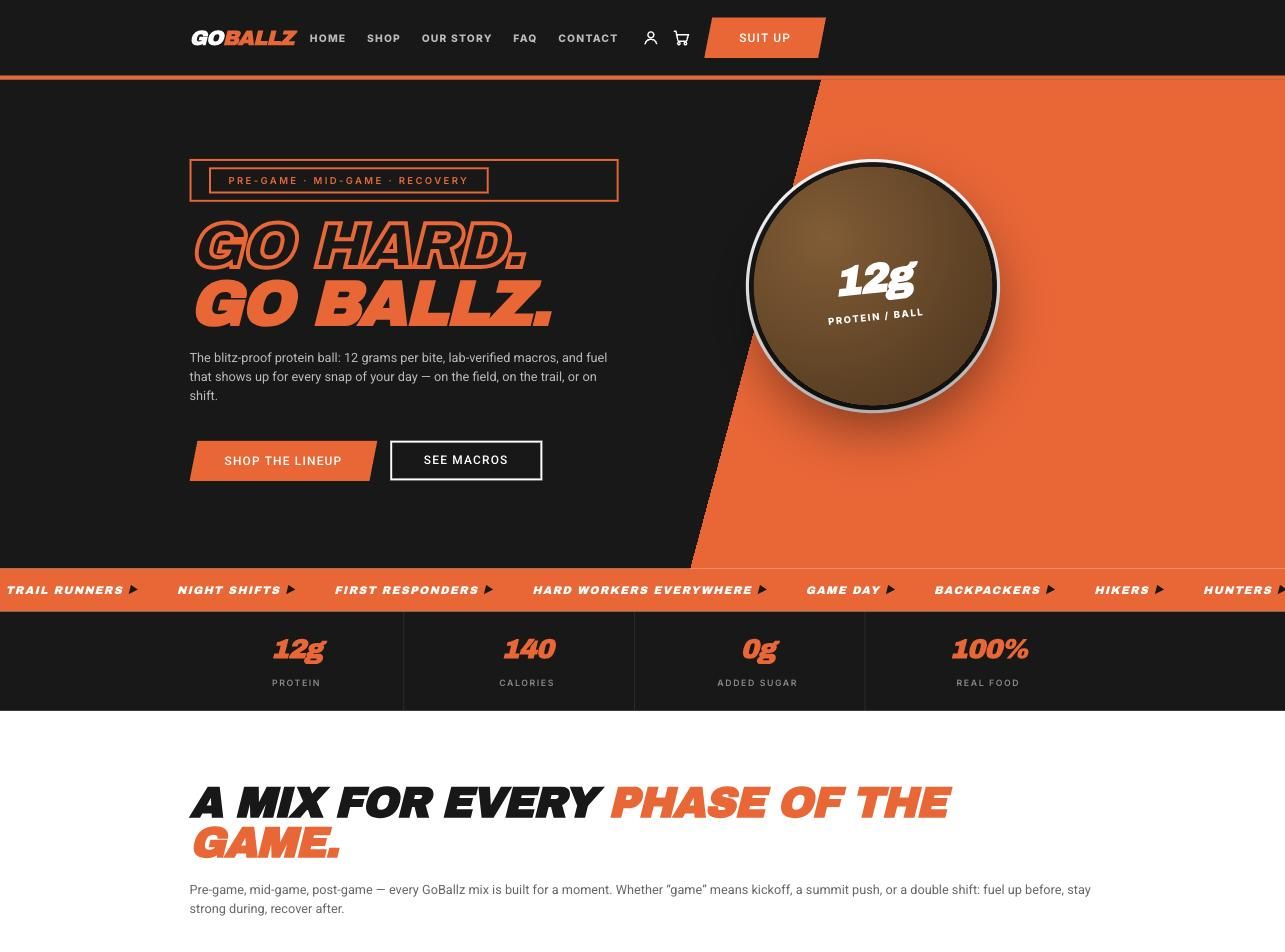 GoBallz.com - –	GoBallz — High-Protein Snack Brand | Four SKUs, Subscription Built, Three Retail Channels