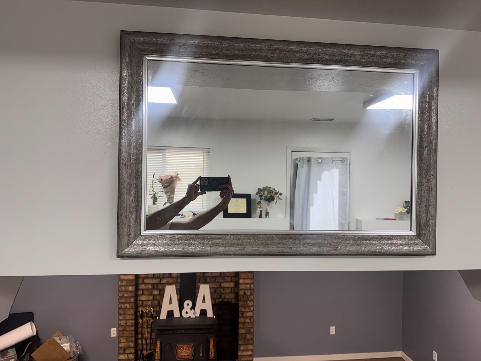 Grey wall mirror