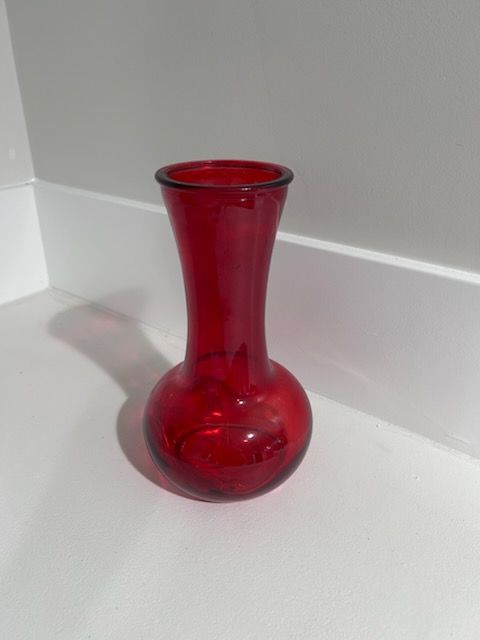 red flower vase