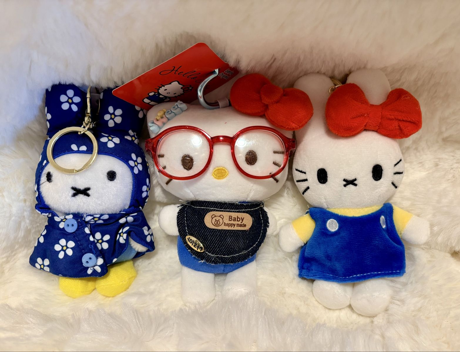 3 Little Hello Kitty & Miffy Friends Keychains