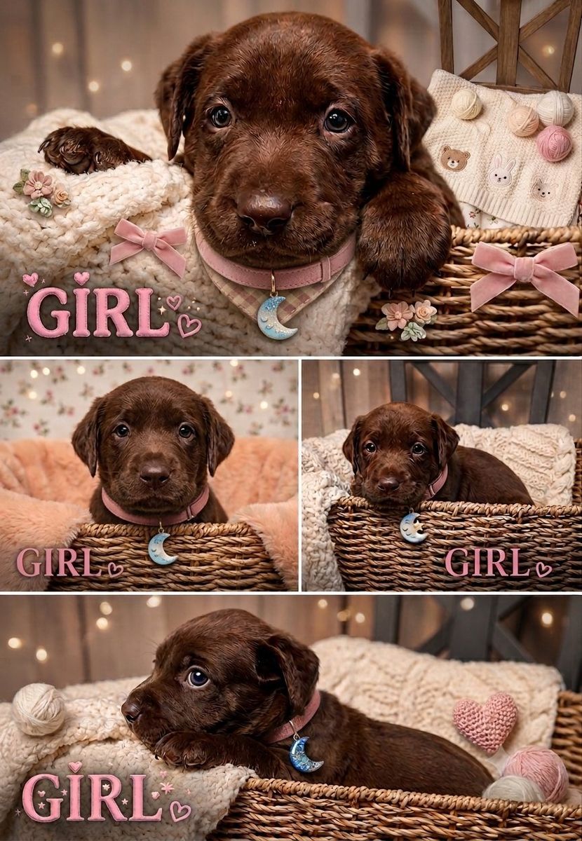 Adorable 2 Female and 2 male Chocolate Labrador Puppies Looking for a Good Home. Available Sept 8th.