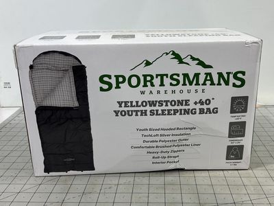 Sportsmans Warehouse Yellowstone +40° Youth Sleeping Bag 60"x26" Black New