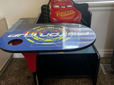 Disney Pixar Cars Lightning McQueen Kids Desk with Storage Compartment (Bin not included)