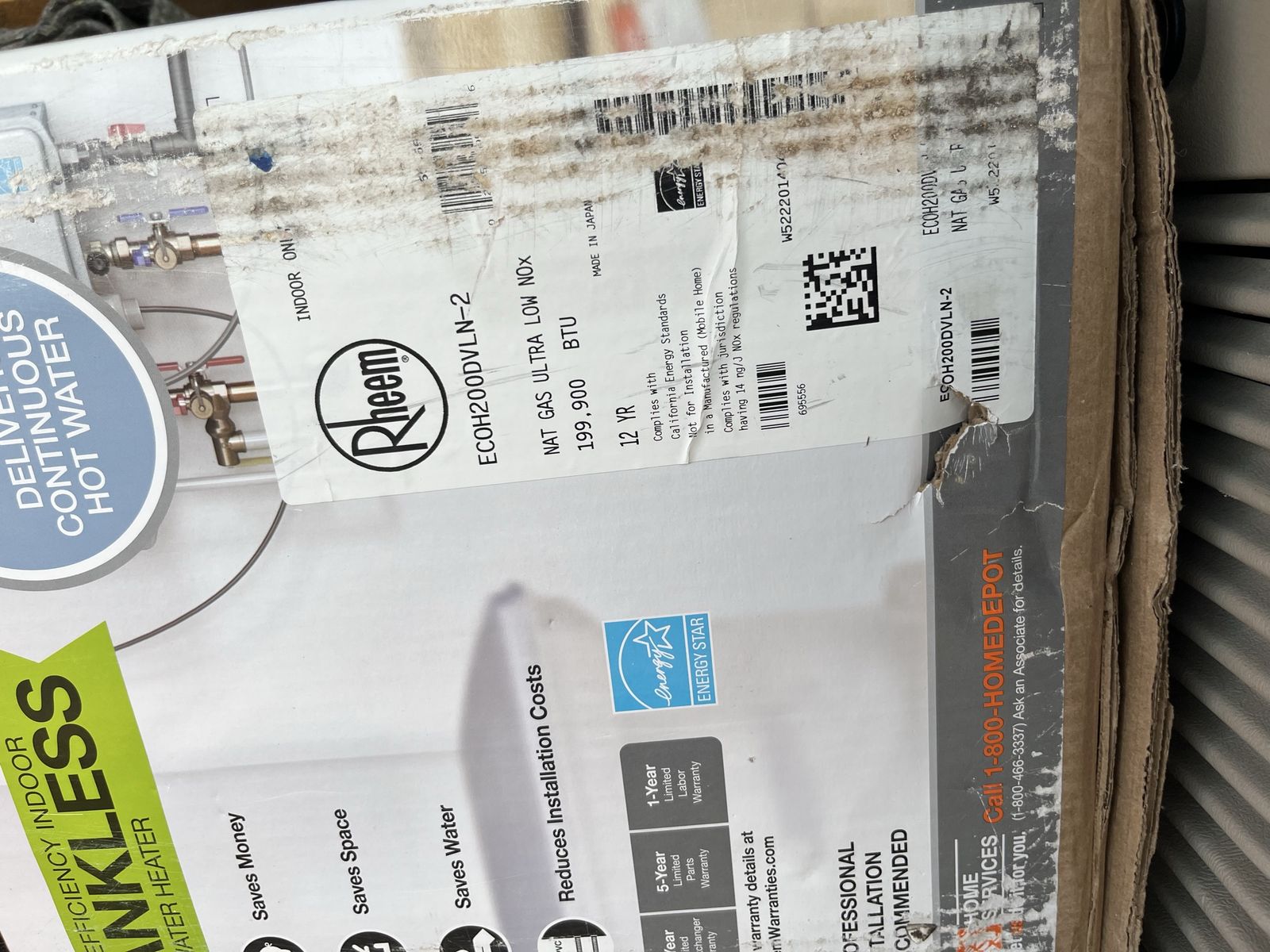 Rheem Performance Platinum Indoor Natural Gas Tankless Water Heater 199,900 BTU