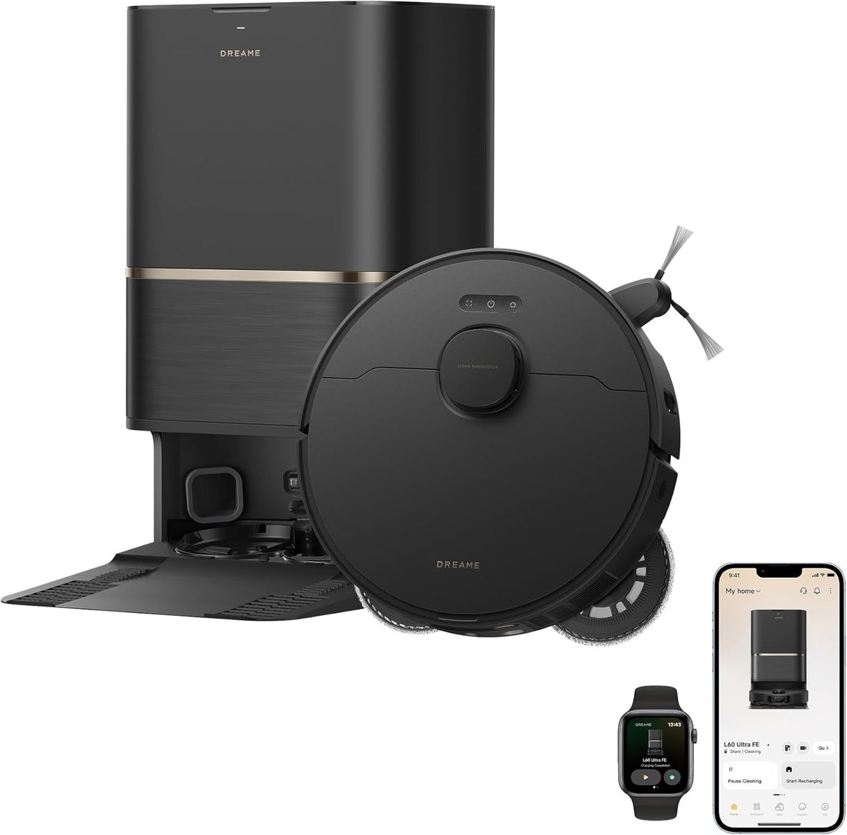 NEW DREAME L60 Ultra FE Robot Vacuum and Mop, Auto-Empty and 100℃ Self-Cleaning Mop, 30,000Pa Suction, Obstacle Avoidance