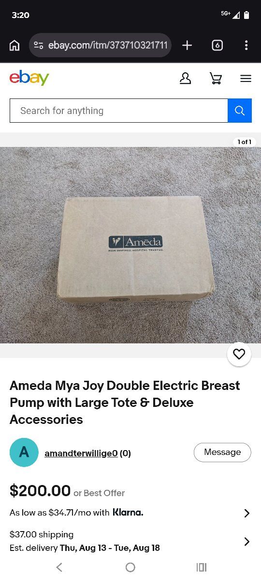 Ameda Mya Joy Double Electric Breast Pump with Accessories and Box