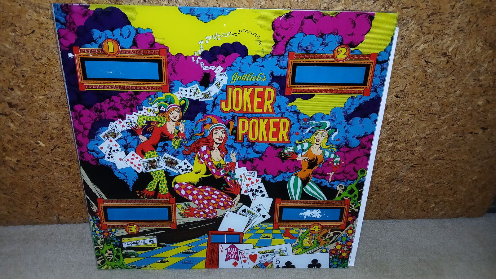Gottlieb JOKER POKER Pinball Backglass