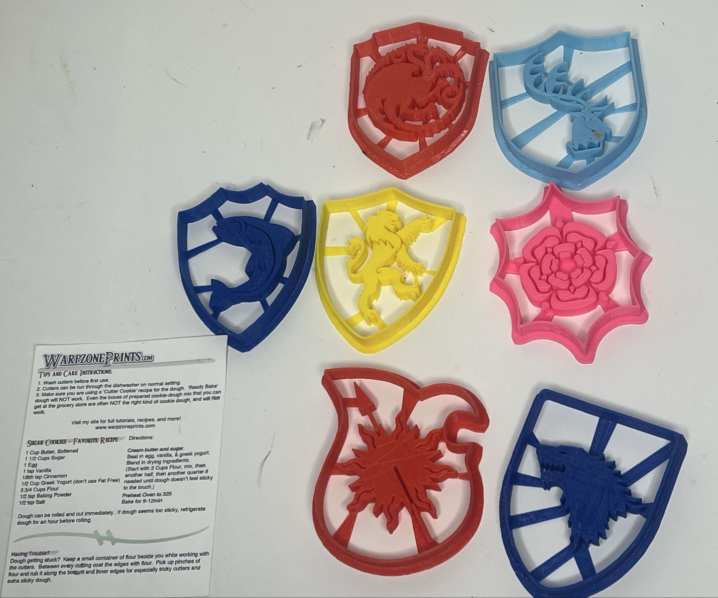 Game of Thrones Houses 3D Printed cookie cutters