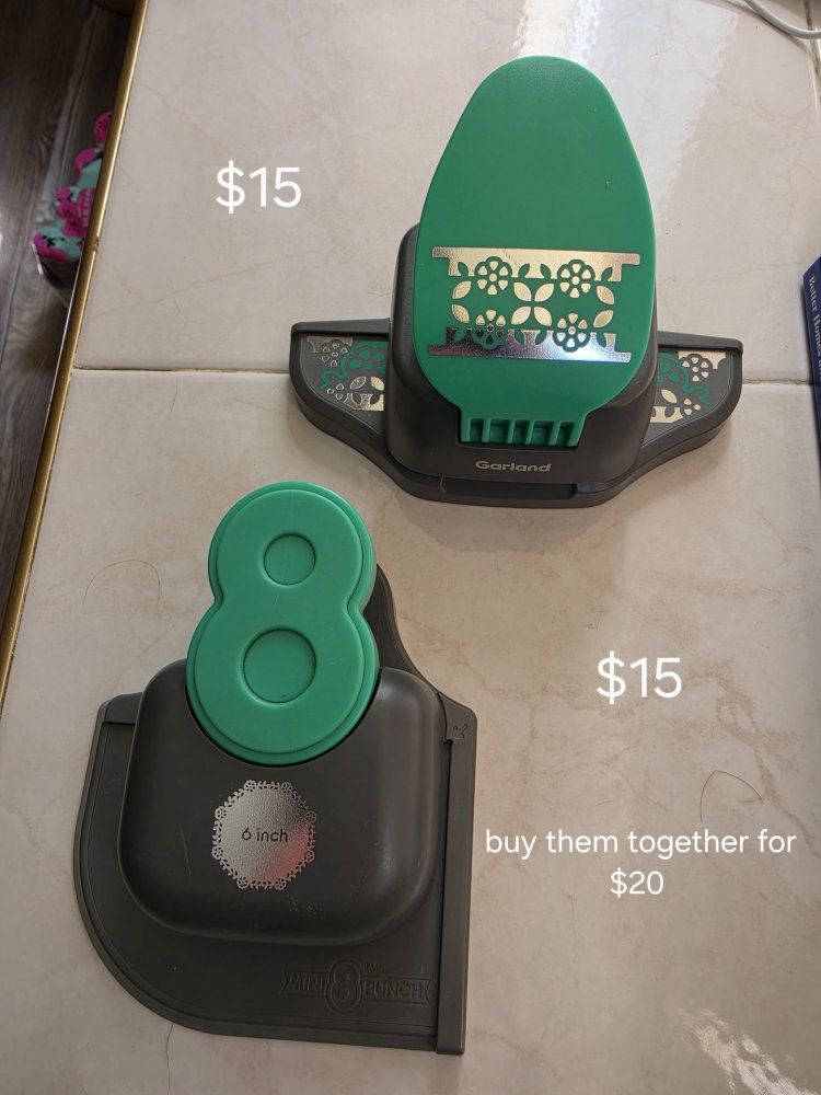 Garland Border & Mini 8 Punch Set - 6 inch Round Punch for Scrapbooking & Crafting