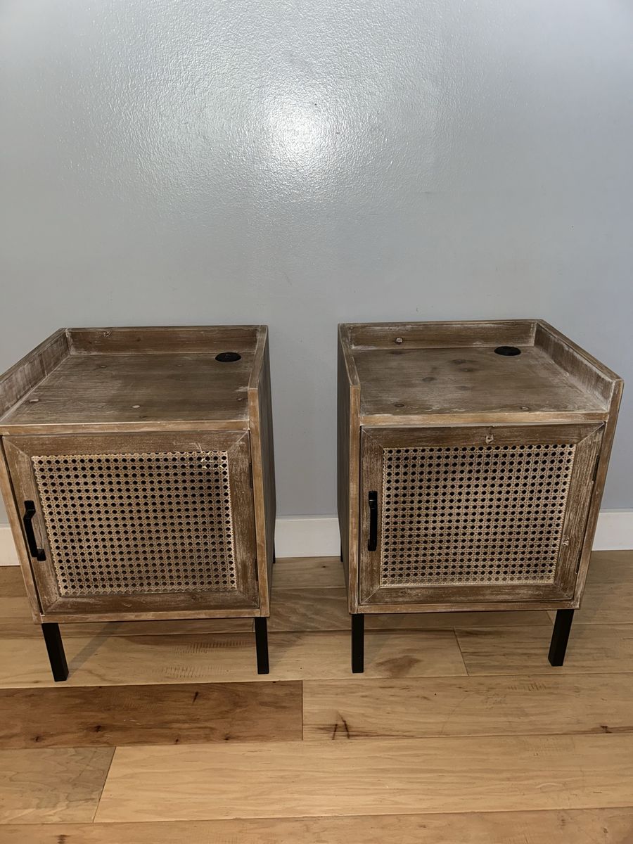 COZAYH Rustic Farmhouse Nightstand with 2 USB Ports - Set of 2 $210 OBO