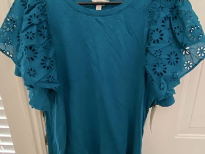 Green flutter sleeve shirt