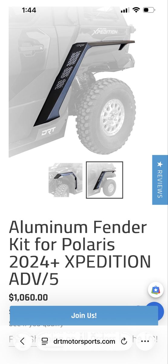 (NIB) DRT Motorsports Aluminum Fender Kit for Polaris 2024+ Xpedition ADV/5