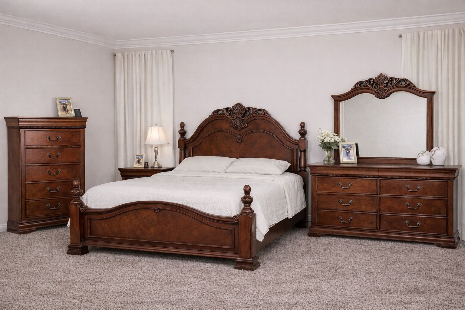 Solid Wood 6 Piece Matching Bedroom Set