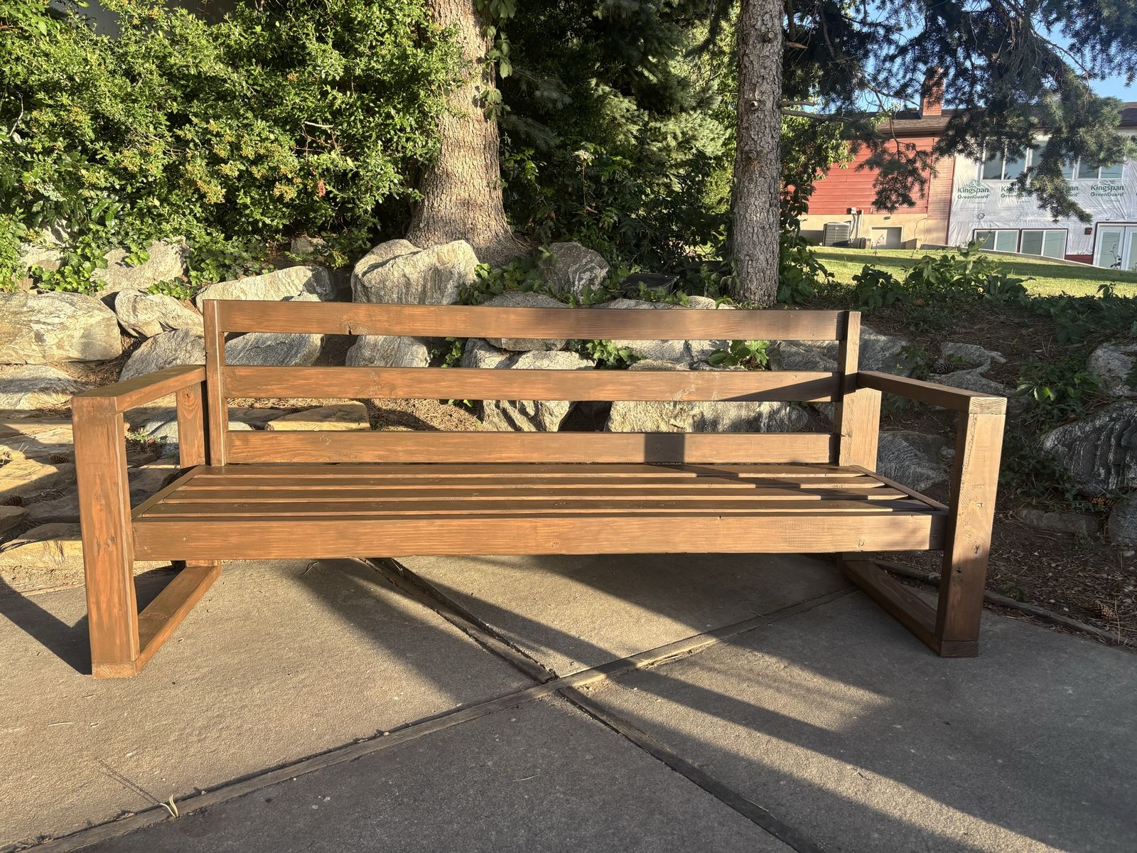 Custom Handmade Outdoor Bench – Solid Wood – Stained & Sealed