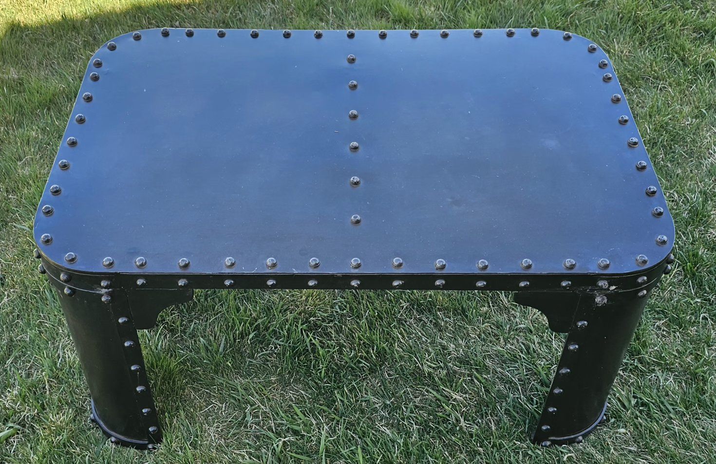 Industrial Watertank Coffee Table Rivets 35"W"..