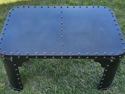 Industrial Watertank Coffee Table Rivets 35"W"..