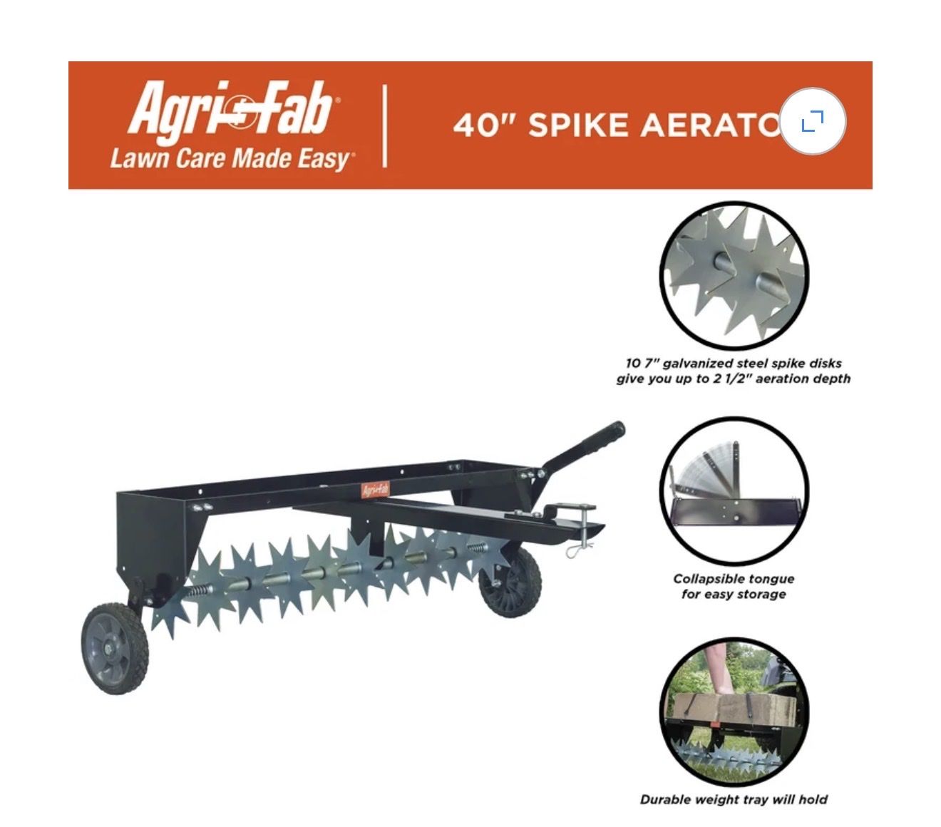 Agri Fab Pull Behind Spike Dethatcher ( new in box )