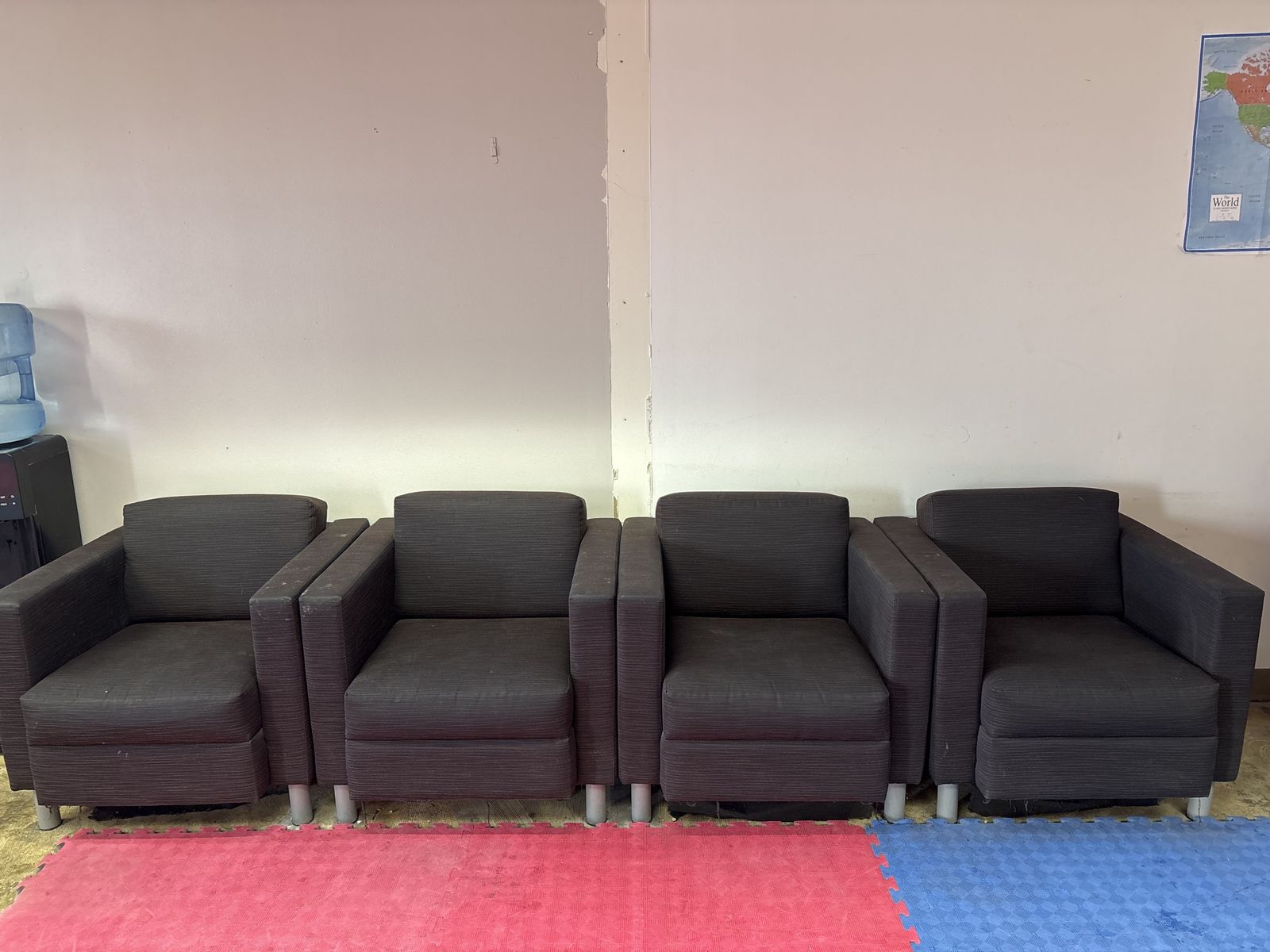 Set of 4 Black Upholstered Armchairs - Contemporary Lounge Chairs for Office/Home