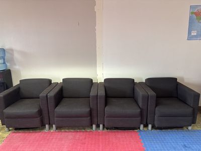 Set of 4 Black Upholstered Armchairs - Contemporary Lounge Chairs for Office/Home