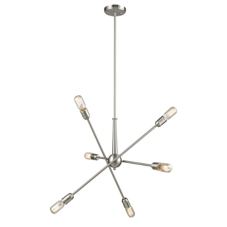 New Modern 6-Light Satin Nickel Chandelier