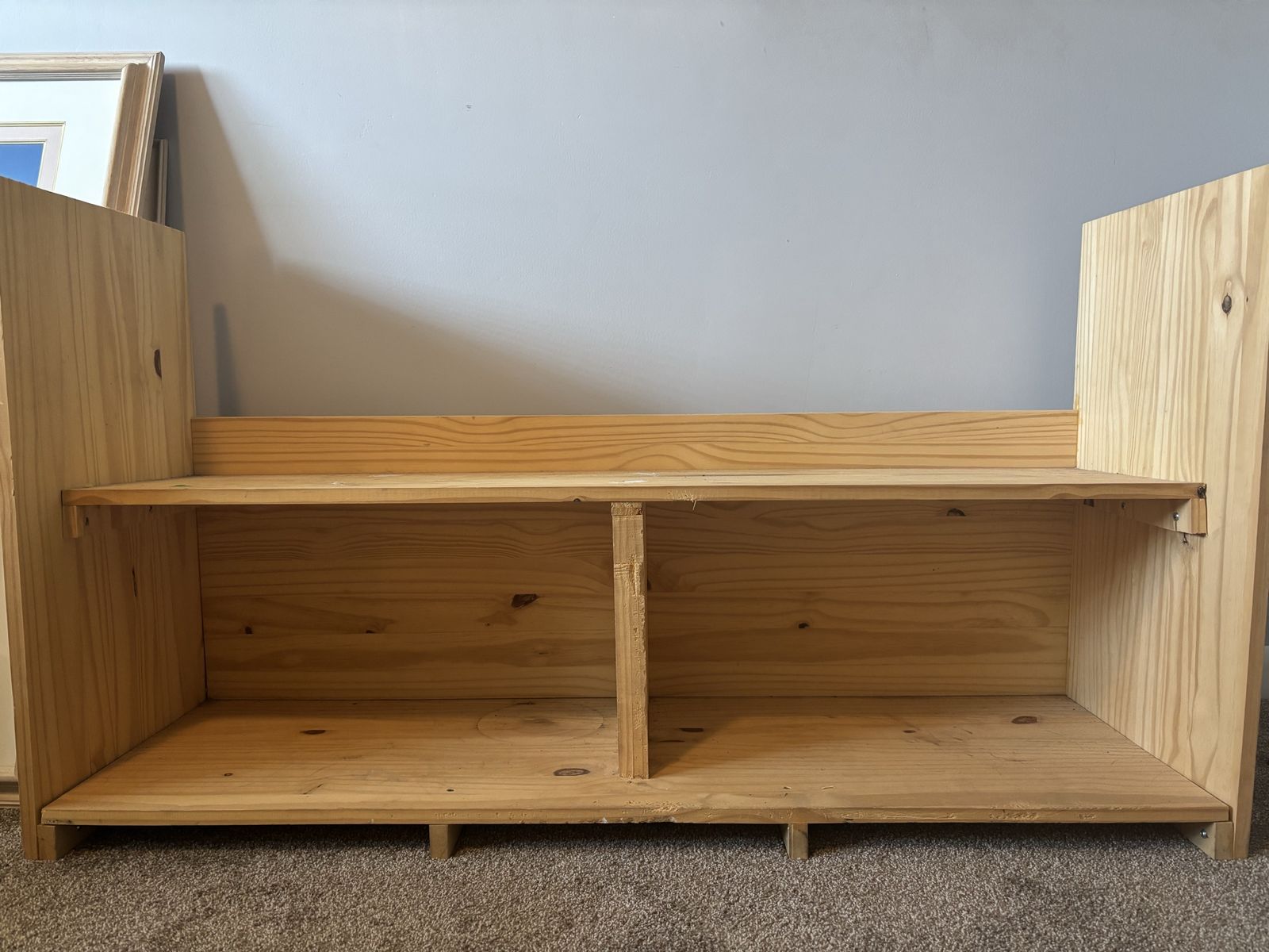 Solid Pine Wood Storage Bench Shelving Unit