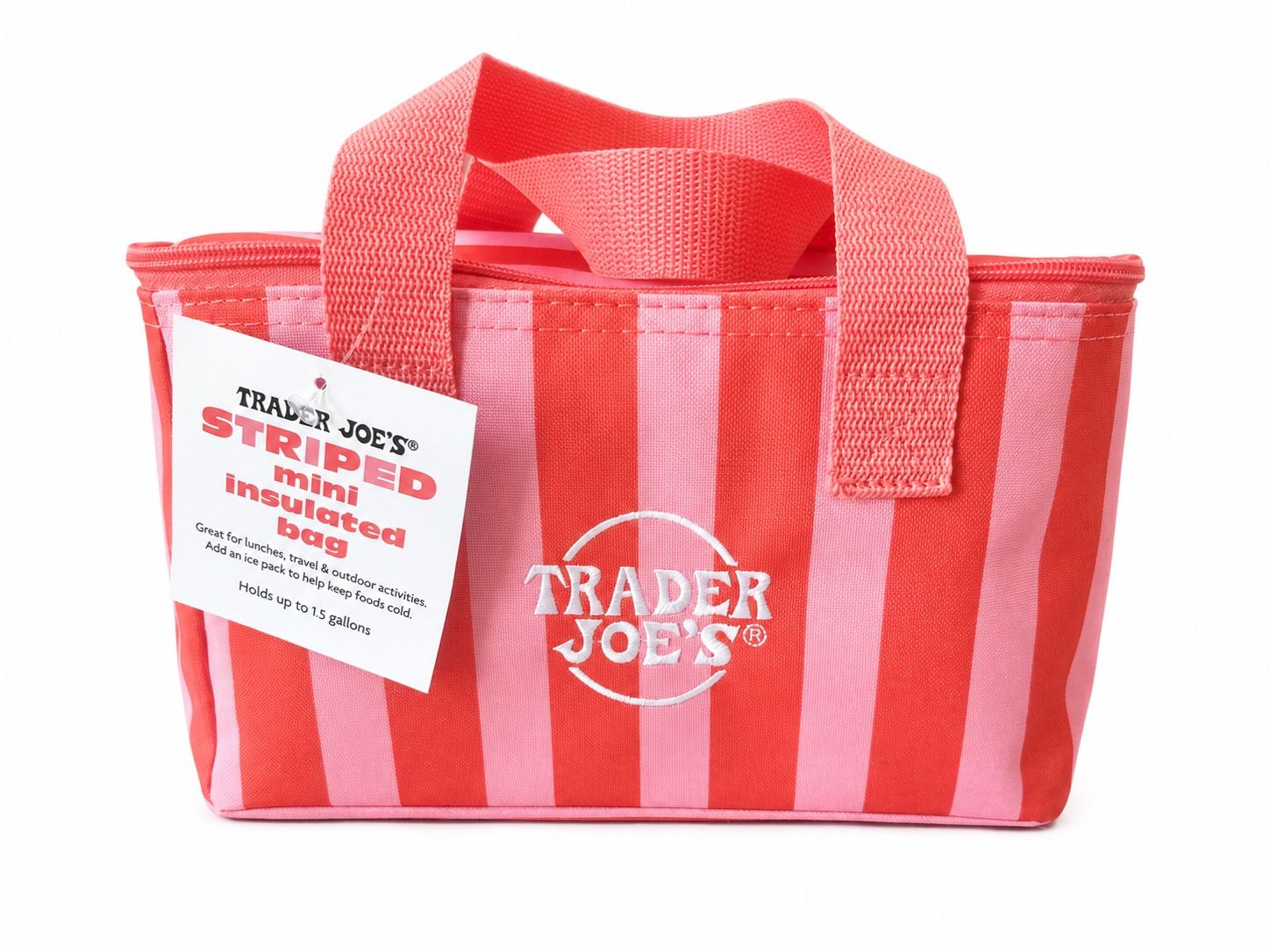 Trader Joe's Mini Pink & Red striped bag