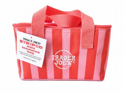 Trader Joe's Mini Pink & Red striped bag