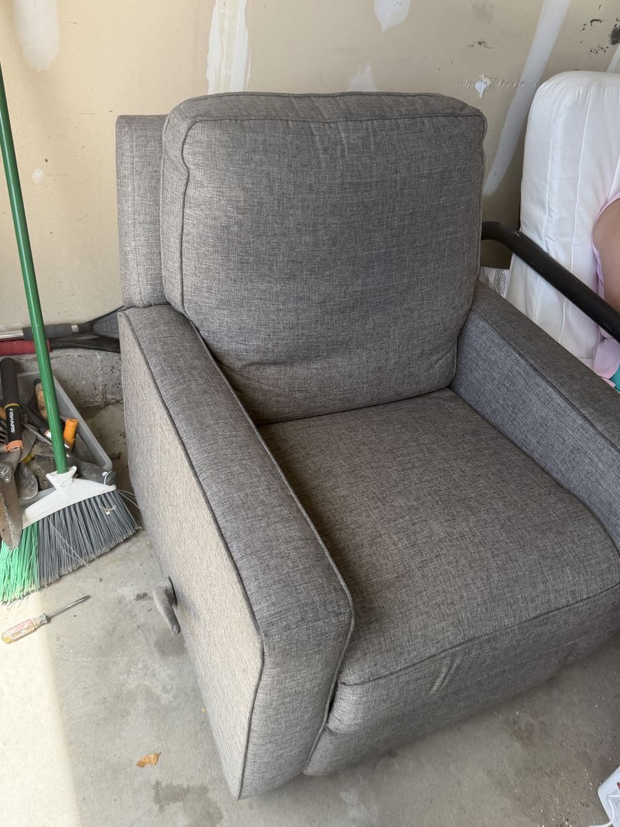Comfortable Gray Upholstered Recliner Armchair - Great Condition