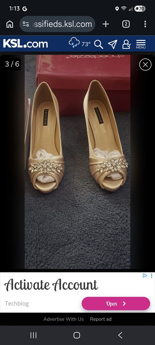 Errbunor Champagne Peep Toe Heels - Women's Size 9, 3" Heel