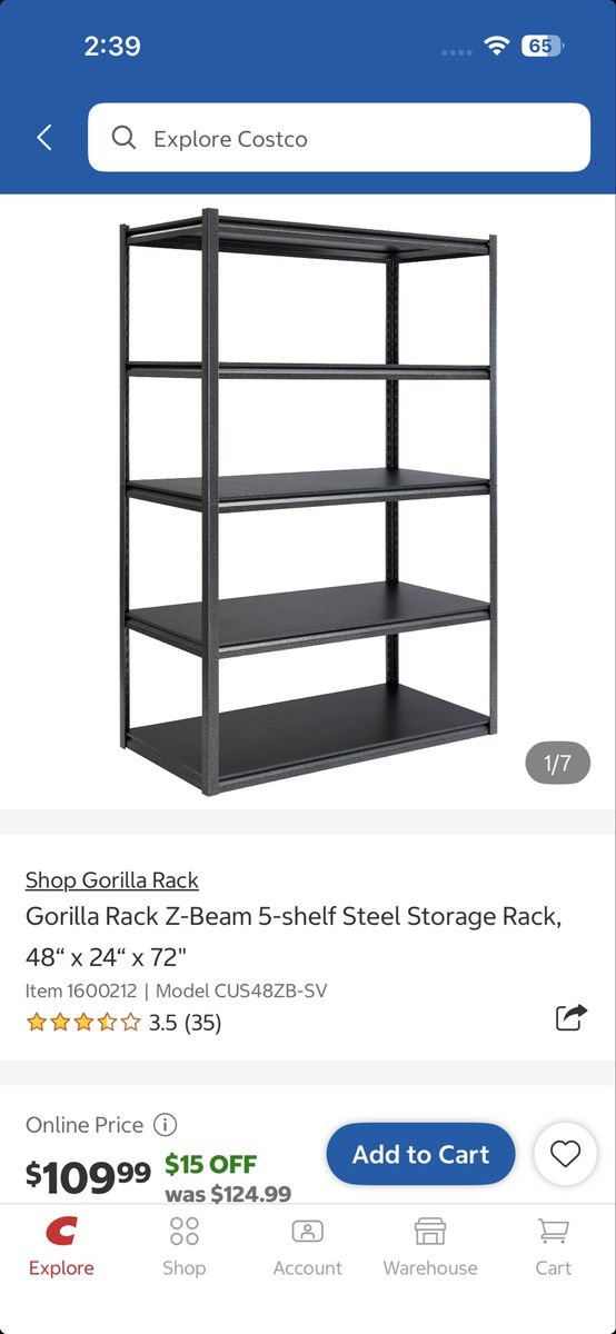 Costco Gorilla Rack steel shelving