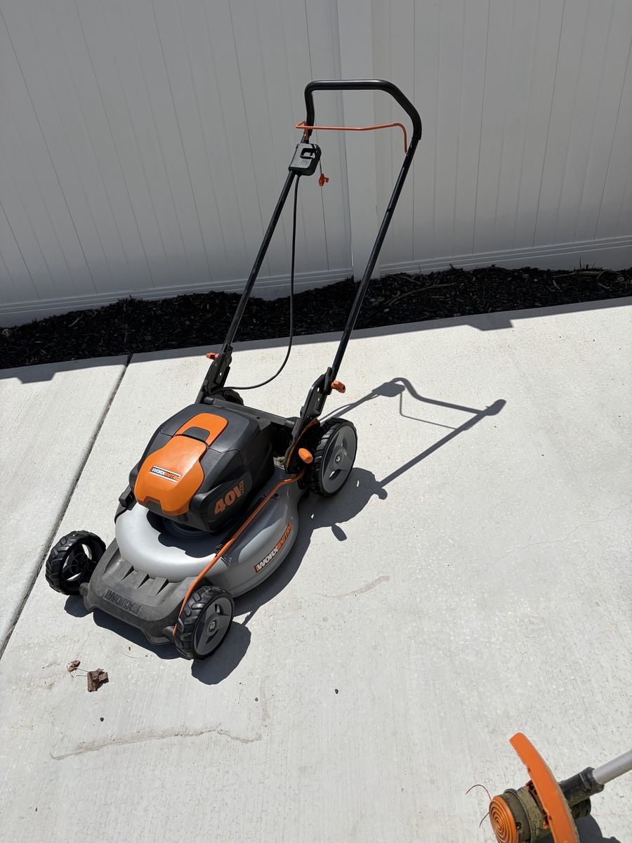 Worx electric mower, trimmer and blower