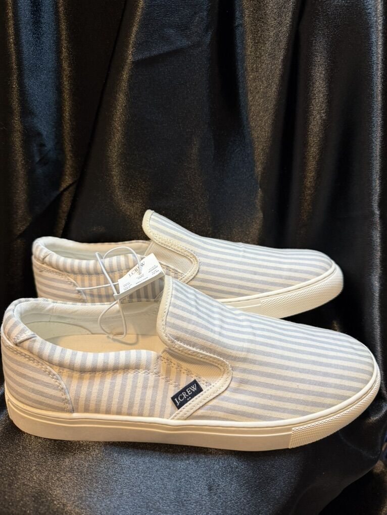 J.CREW Striped canvas road trip slip-on sneakers